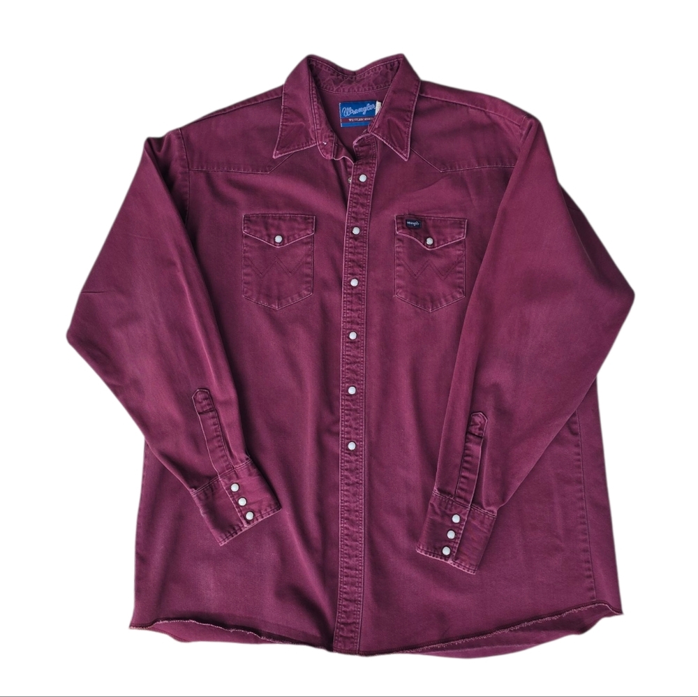 VTG Wrangler Western Pearl Snap Button Up Long Sleeve Shirt